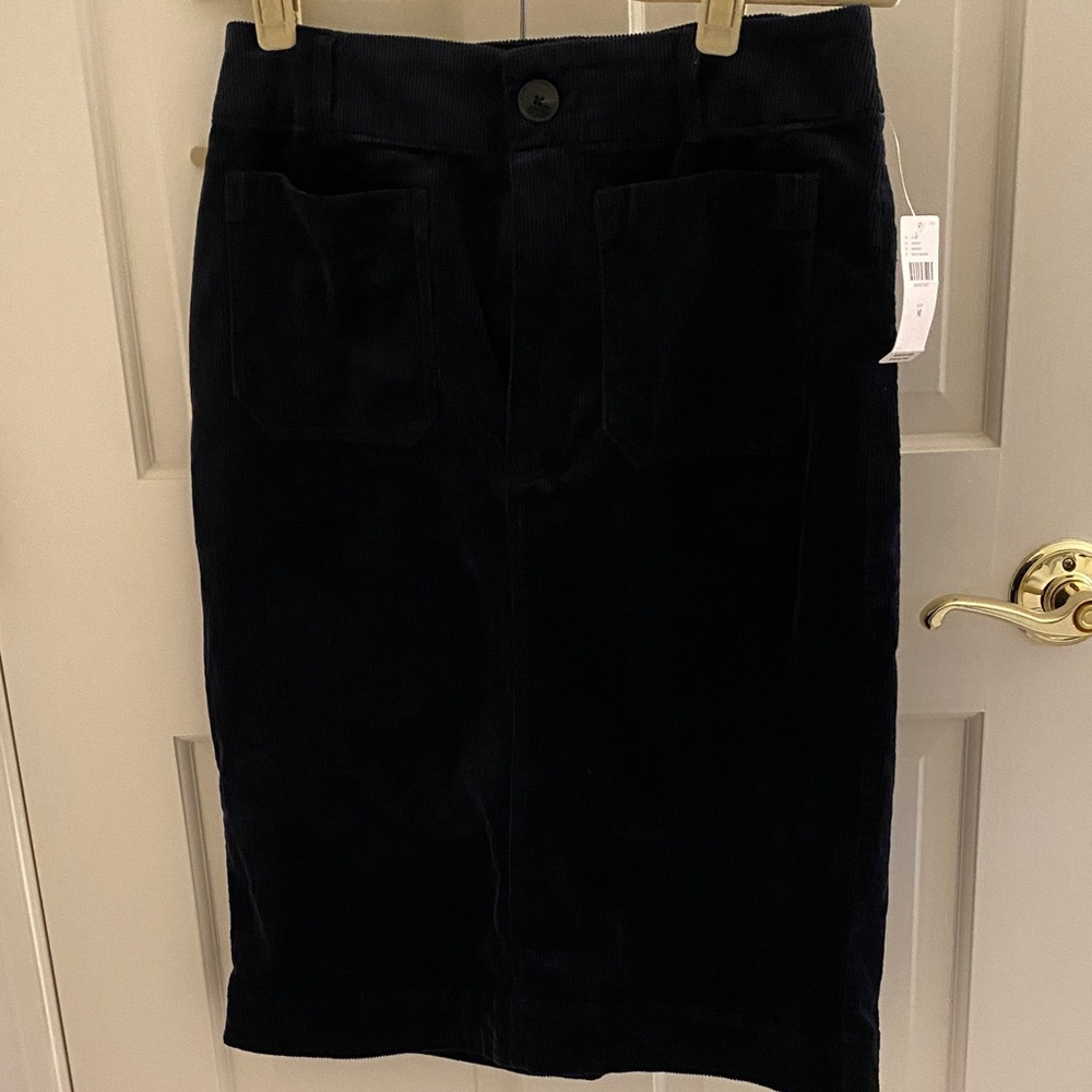 Navy Maeve/Anthropologie Corduroy Mid-length Pencil Skirt